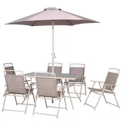 JUST HOME COLLECTION - Juego de Terraza Comedor Santa Lucia 6 Personas Taupe