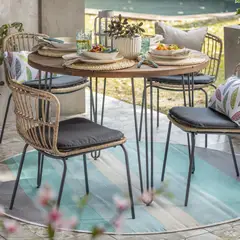 JUST HOME COLLECTION - Mesa redonda 105 cm Negro/ Natural