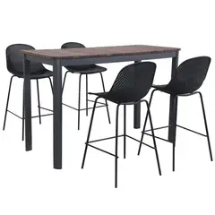 JUST HOME COLLECTION - Juego de Bar de Terraza Montpellier 4 Personas Natural; Negro