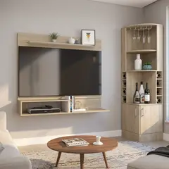 TUHOME - Combo Bar Esquinero + Panel TV 55" Rovere