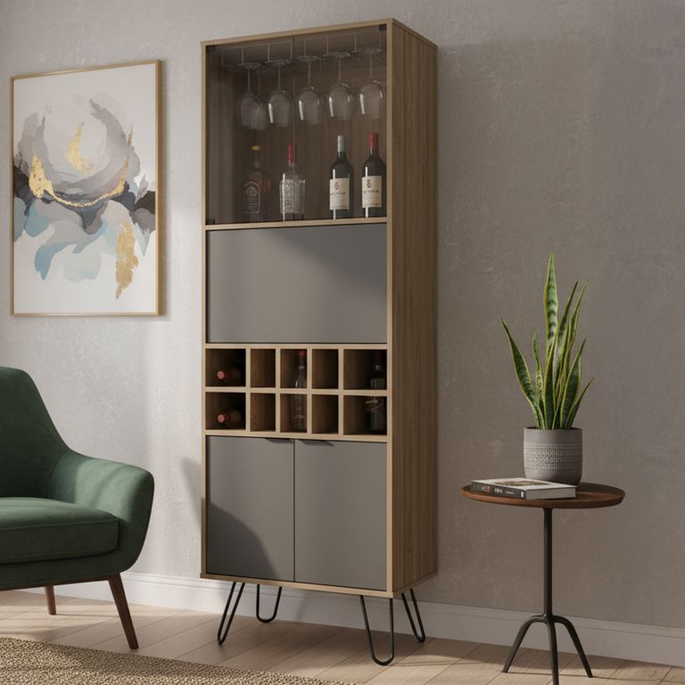 Bar Alto Vassel 59.6x180x40.6 cm Miel/plomo