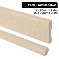MAFORSA - Pack2 guardapolvos 12x70mm +2 cuarto rodón 20x20mm MDF Roble Castellon