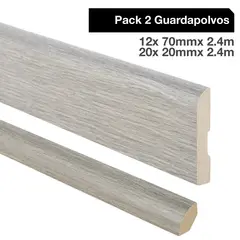 MAFORSA - Pack 2 guardapolvos 12x70mm + 2 cuarto rodón 20x20mm MDF Ceniza Atenas