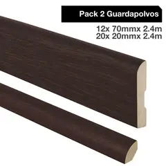 MAFORSA - Pack 2 guardapolvos 12x70mm + 2 cuarto rodón 20x20mm MDF Wengue