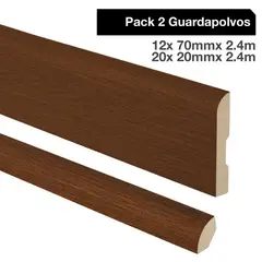 MAFORSA - Pack 2 guardapolvos 12x70mm + 2 cuarto rodón 20x20mm MDF Walnut