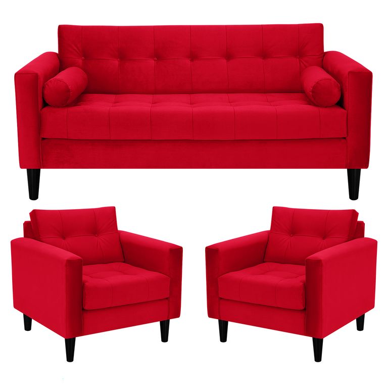 Living 3 cuerpos Retro 75x80x65 cm Rojo