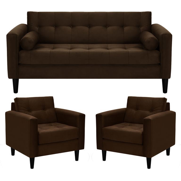 Living 3 cuerpos Retro 75x80x70 cm Café