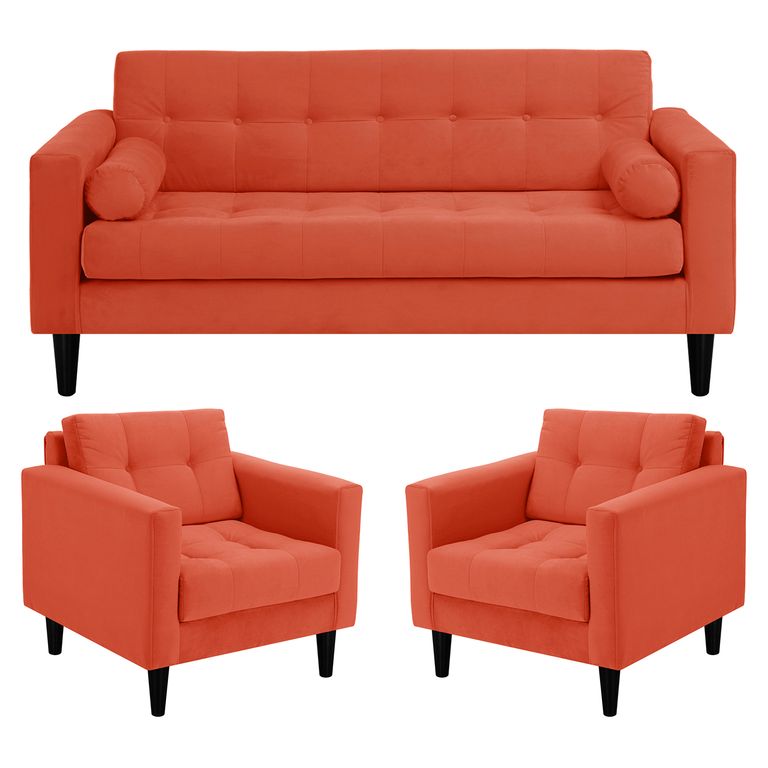 Living 3 cuerpos Retro 75x80x70 cm Naranjo
