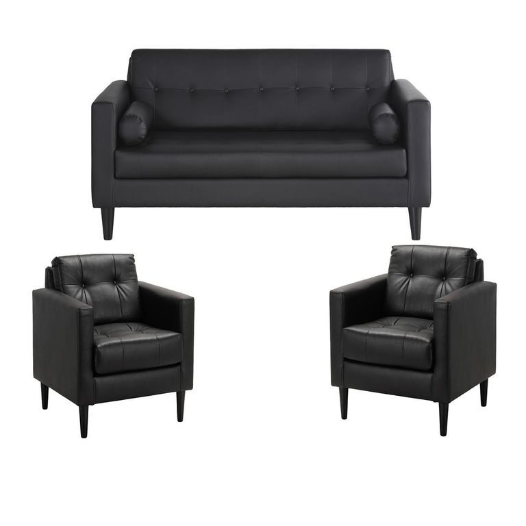 Living 3 cuerpos Retro 75x80x70 cm Negro