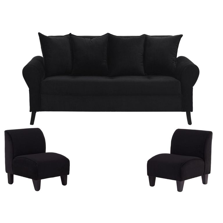 Living 3 cuerpos Lua 75x80x70 cm Negro