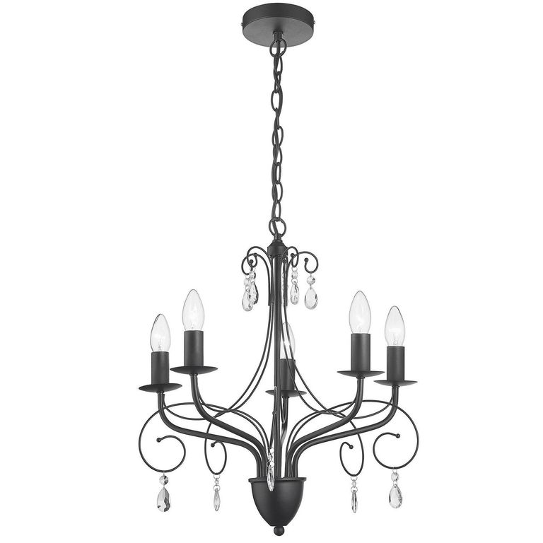 Lámpara Colgante Blacken 5 Luces Acero Negro