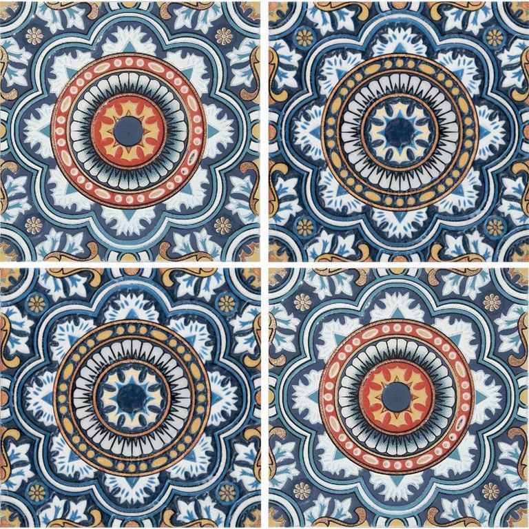 Azulejo talavera azul a 10x10 cm