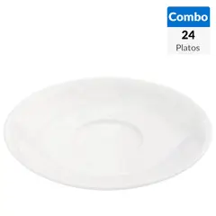undefined - Combo 24 Platos café blanco redondo