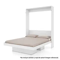 HOGA - Cama plegable vertical 2 plazas blanco 57x155x198 cm