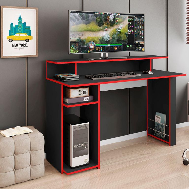 Escritorio gamer inspire negro 89x120x54 cm