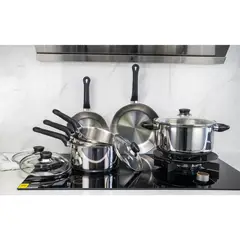 JUST HOME COLLECTION - Batería de cocina 10 Piezas Acero inoxidable Bateria Plateado