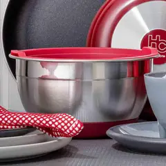 JUST HOME COLLECTION - Bowl Acero Inoxidable Rojo