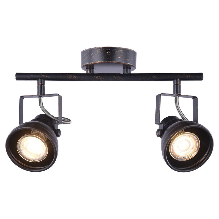 Barra Led Cazo Pátina 2 Luces Metal Negro
