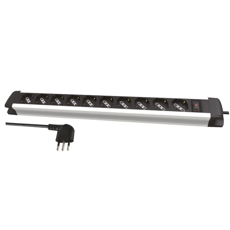 Alargador Profesional Shuko 10/16A 10 Toma(s) 2 m Blanco/Negro