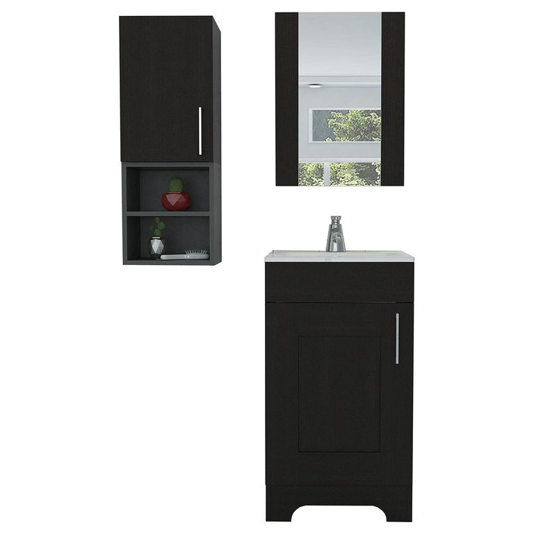 Combo Mueble Lavamanos Botiquín Optimizador Baño Wengue