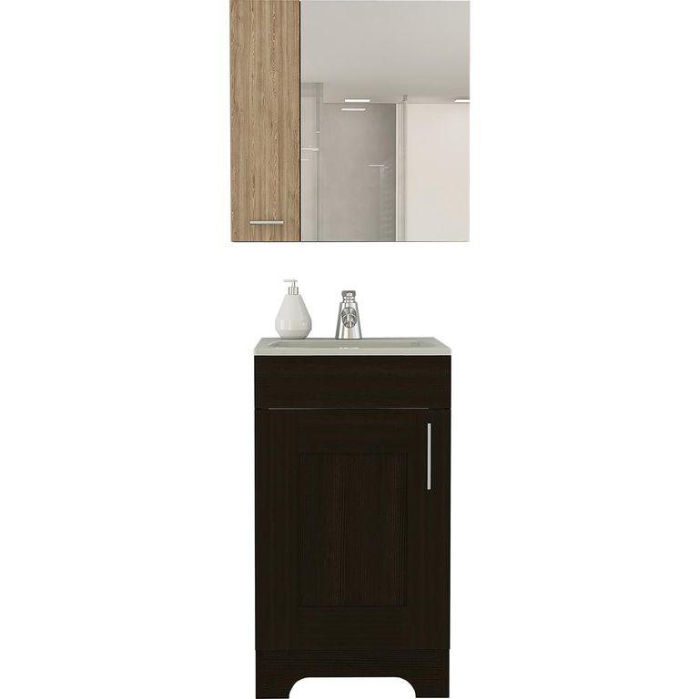 Combo botiquín + mueble lavamanos miel wengue
