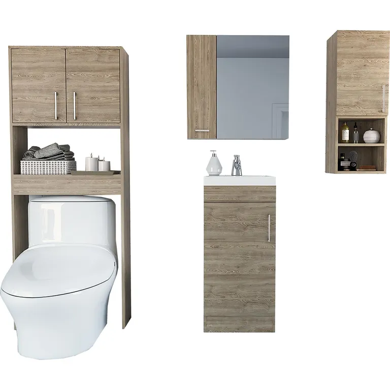 Combo Muebles Baño: Botiquín, Lavamanos, Muro Y Optimizador Espacio
