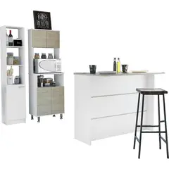 TUHOME - Combo Muebles Cocina Integral Con Barra Optimización Espacios
