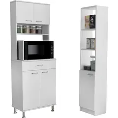 TUHOME - Combo Mueble Cocina Microondas Con Optimización Espacio Blanco