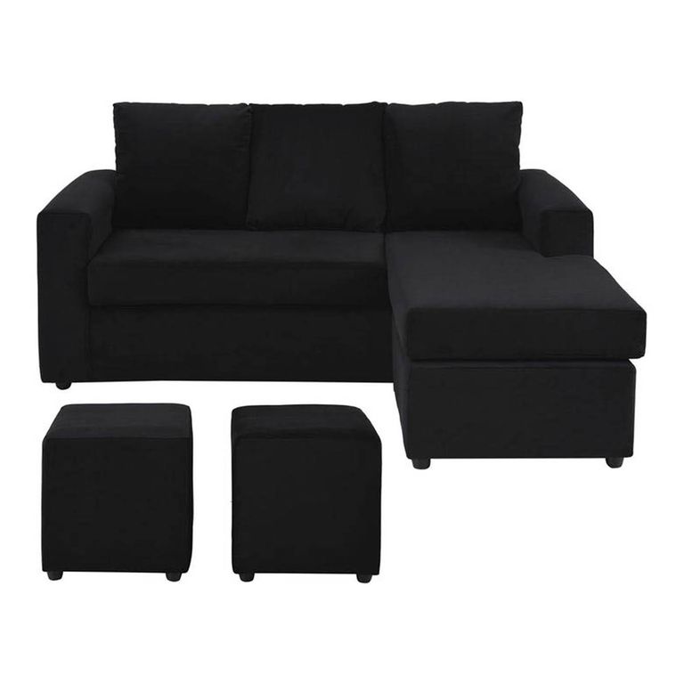 Sofá Seccional 3 cuerpos BI-L 175x75x85 cm Negro
