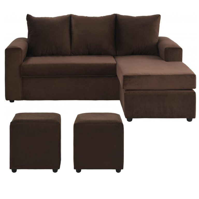 Sofá Seccional 3 cuerpos BI-L 175x75x85 cm Café