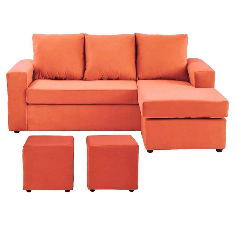Sofá Seccional 3 cuerpos BI-L 175x75x85 cm Naranjo