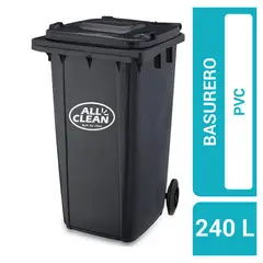 ALL CLEAN - Basurero 240 Litros Alta Resistencia Gris Oscuro Con Tapa