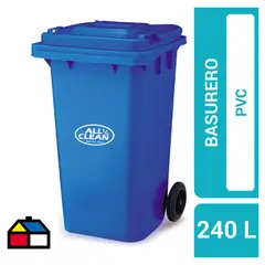 ALL CLEAN - Basurero 240 Litros Azul Con Tapa Resistente