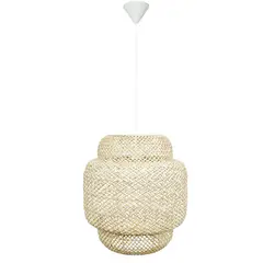 WICKER LAMP CHILE - Lámpara Colgante Antumalén Mimbre Blanco