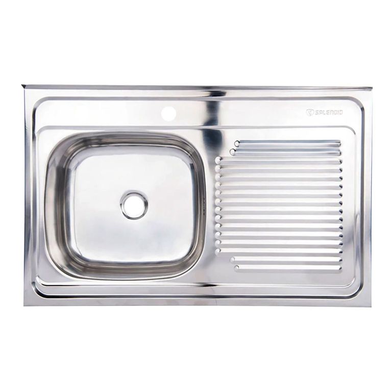 Lavaplatos Sobreponer Derecho 1 Cubeta(s) 80x15x50 cm Acero inoxidable