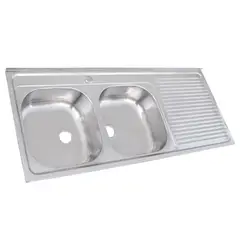 SPLENDID - Lavaplatos Empotrado Derecho 2 Cubeta(s) 124x15x44 cm Acero inoxidable
