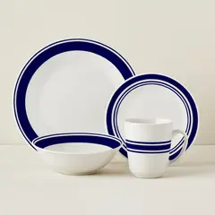 JUST HOME COLLECTION - Juego de Loza 16 Piezas Porcelana Borde Blanco