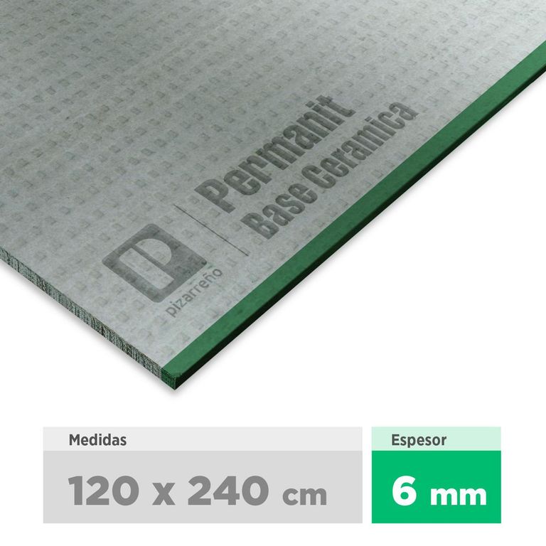 Plancha Fibrocemento Permanit Base Ceramica 6 mm 120x240 cm