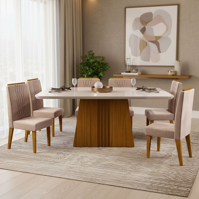 Juego de Comedor Brat 6 Sillas Mesa Rectangular 70x80,5x190 cm Café