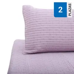 DIB - Quilt Cubrecama Patchwork Hebra Rosa 2 Plazas