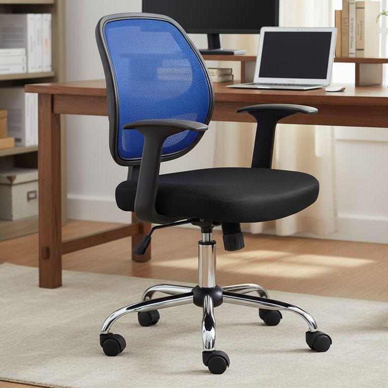 Silla Escritorio Ejecutiva Malla Negro/Azul