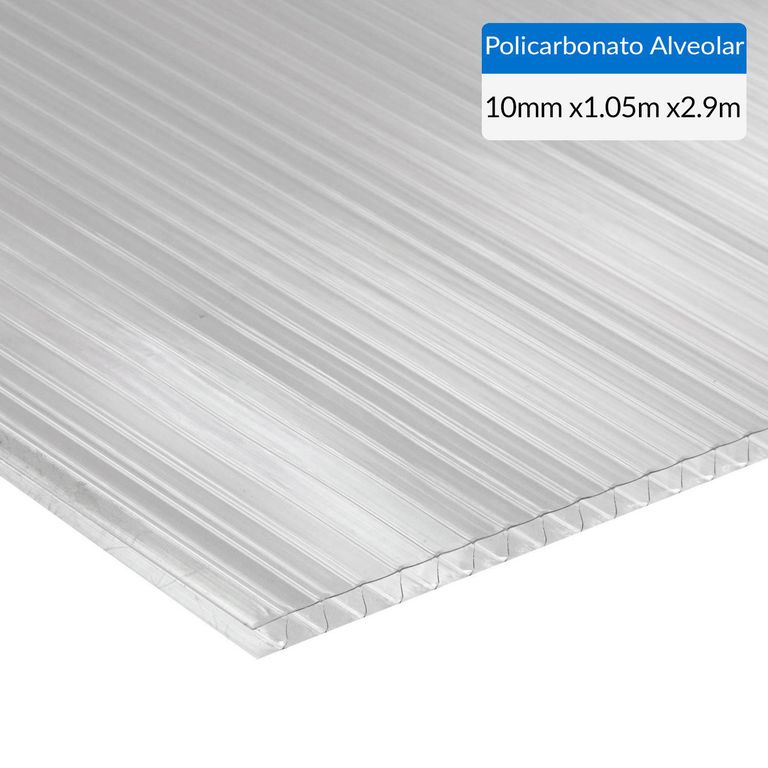 Plancha Policarbonato Alveolar 10 mm 105x290 cm Transparente