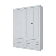 HOME MOBILI - Clóset 4 Puerta(s) 4 Cajone(s) 5 Repisa(s) 159x221x47 cm Blanco