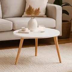 JUST HOME COLLECTION - Mesa de Centro Nórdica Blanco 48x48x43.5 cm