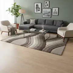 JUST HOME COLLECTION - Alfombra Living Suave Onda 3D Gris