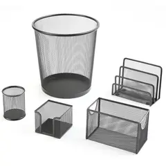 JUST HOME COLLECTION - SET DE OFICINA 5 PIEZAS NEGRO