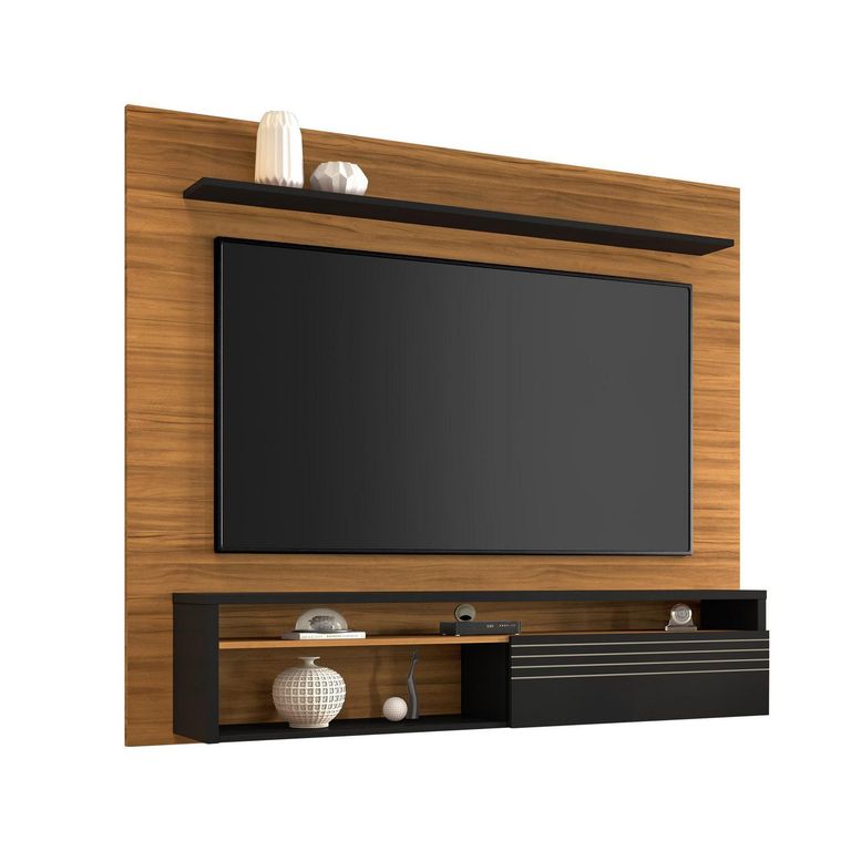 Panel tv 60" natural negro mdp 160x160x33 cm