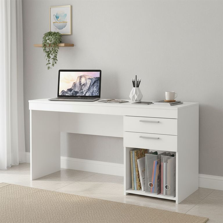 Escritorio 2 cajones blanco 76x121x43 cm