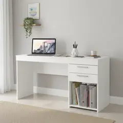 HOME MOBILI - Escritorio 2 cajones blanco 76x121x43 cm