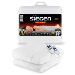 SIEGEN - Calientacamas Eléctrica Poliéster 2 plazas 120 W Blanco